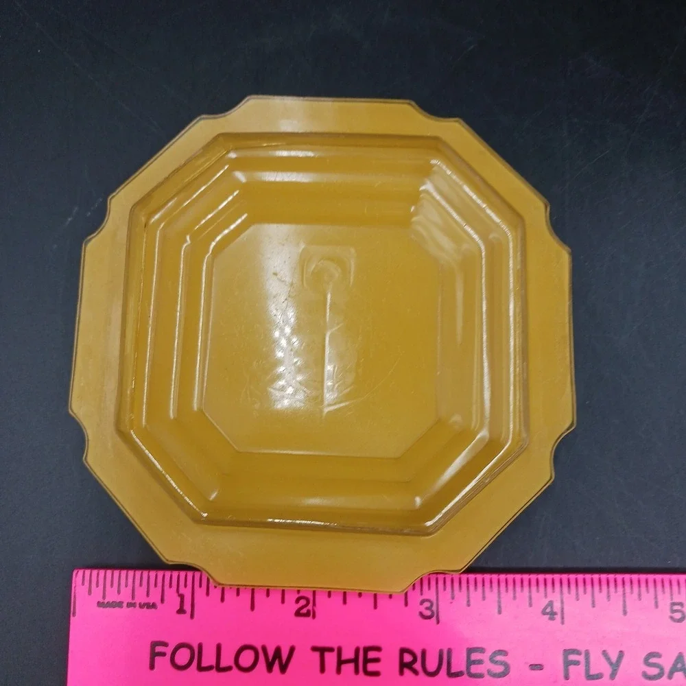 Deco Pressed Frosted Amber Glass Celluloid Lid Dresser Trinket Box
